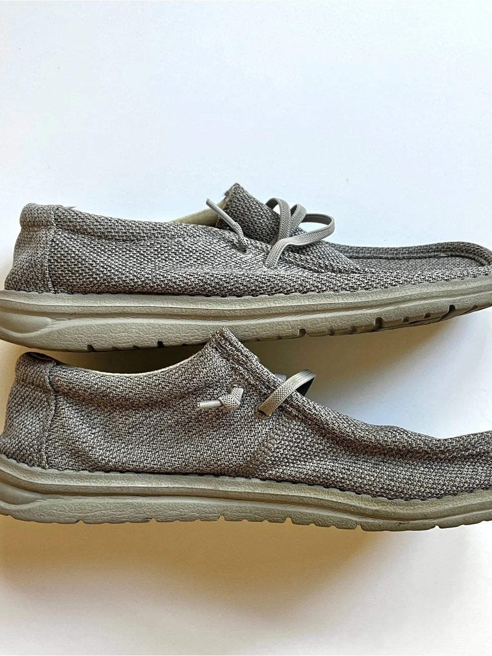 Men’s Size 12 Gray Canvas Slip-On Loafers Hey Dude Style Moccasins